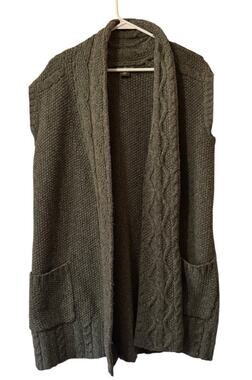 Eddie Bauer Women Size Large Knit Sleeveless Open Front Cardigan Sweater Autumn
